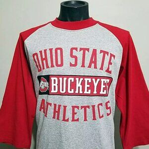 Vintage 90s Ohio State Buckeyes Raglan T-Shirt Deadstock XL USA Tee Top